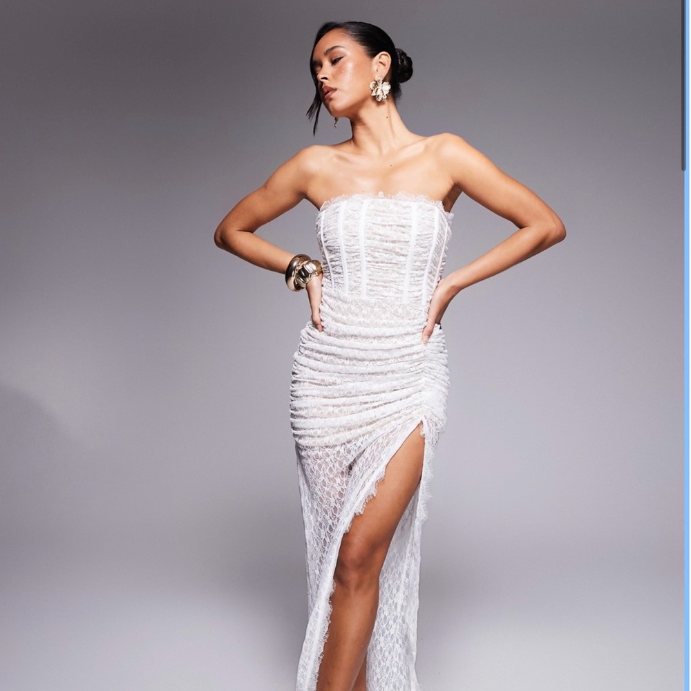 ASOS Lace White Strapless Dress